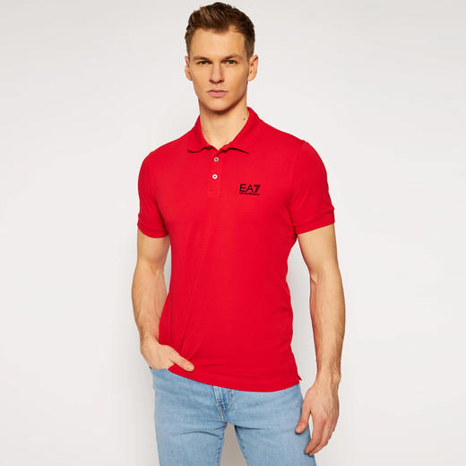 EMPORIO ARMANI EA7 阿玛尼 男士棉质字母标志logo印花短袖 POLO衫 红色 8NPF04 PJM5Z 1451 商品图1