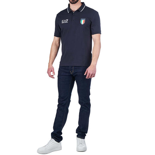 EMPORIO ARMANI EA7 阿玛尼 男士棉质字母标志logo印花短袖 POLO衫 藏蓝色 8NPFC0 PCA2Z 1578 商品图3