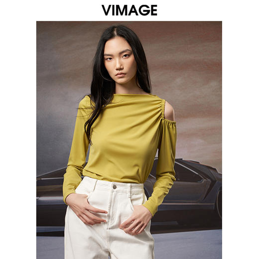 VIMAGE纬漫纪秋季新款设计感小众显瘦套头小上衣女V1813405 商品图0