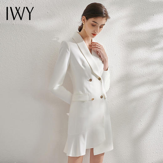 IWY/白色职业西装连衣裙时尚办公室职场工作服主持人名媛气质修身 Q10359 商品图2