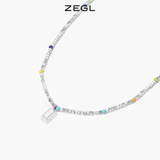ZEGL小彩串碎银几两女项链女碎银子彩色串珠夏日多巴胺穿搭锁骨链 商品图1