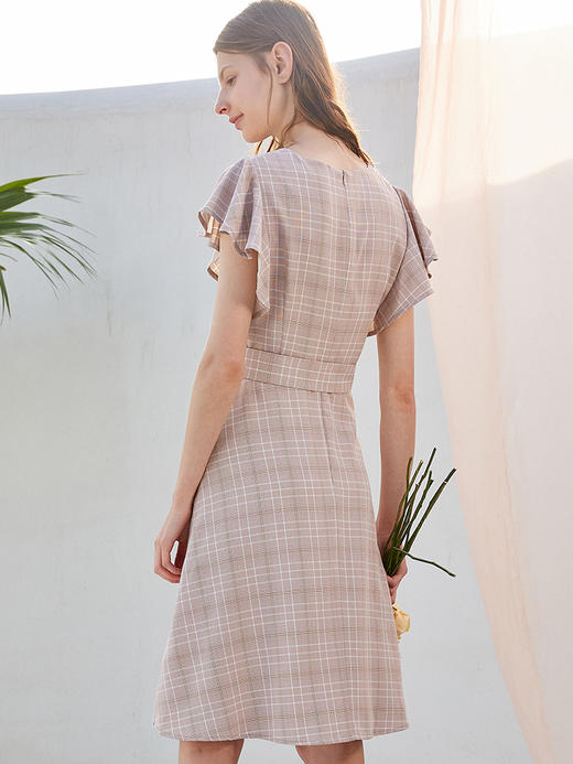 OLrain法式高级穿搭格子连衣裙女夏季2022新款收腰显瘦气质V领裙9XLB15819 商品图1