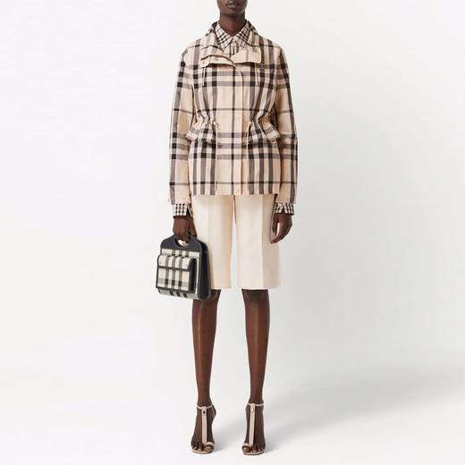 BURBERRY 巴宝莉 女士标志贴片 Vintage 格纹尼龙高领外套 8052605 B2148 商品图3