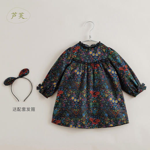 【马克珍妮 芦芙】春装 女童复古木耳边连衣裙221283 商品图1