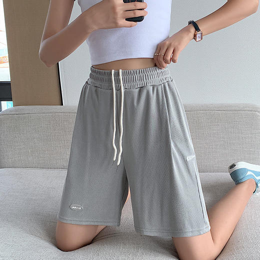 冰丝短裤女夏季薄款显瘦宽松高腰直筒中裤休闲阔腿裤运动五分裤子 商品图1