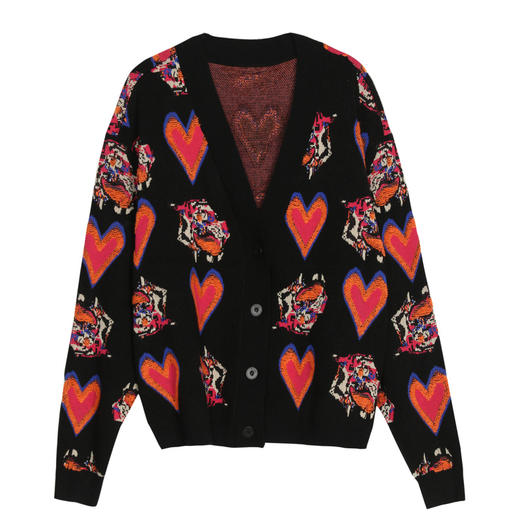 谜底2022新款爱心图案织花合体针织开衫女228MZ6170 商品图4