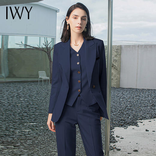IWY/藏青色西装三件套西装西裤马甲都市时尚商务职业套装 CPM1486-ZL 商品图4