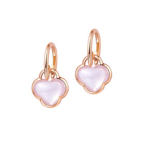 ［结·锁系列］18K玫瑰金镶钻芙蓉石耳饰