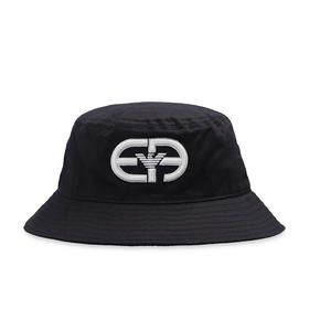 EMPORIO ARMANI 阿玛尼 男士棉质徽标刺绣渔夫帽 黑色 627867 2R554 00020