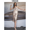 VIMAGE纬漫纪秋季新品复古轻薄水墨印花吊带连衣裙V1807411 商品缩略图0