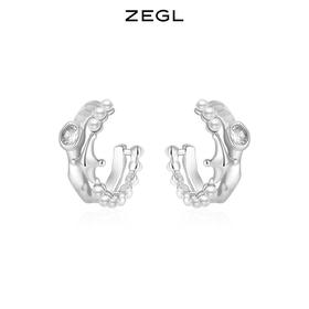 ZEGL液态四芒星人造珍珠耳环女2022年新款潮夏日耳钉925银针耳饰