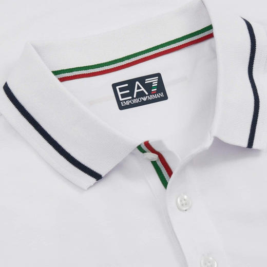 EMPORIO ARMANI EA7 阿玛尼 男士棉质字母标志logo印花短袖 POLO衫 白色 8NPFC0 PCA2Z 1100 商品图2