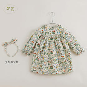 【马克珍妮 芦芙】春装 女童复古木耳边连衣裙221283