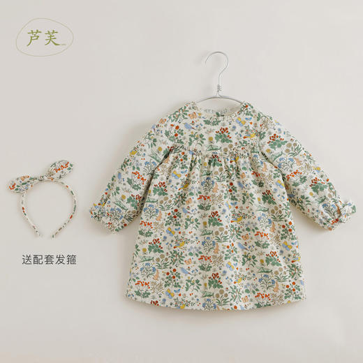 【马克珍妮 芦芙】春装 女童复古木耳边连衣裙221283 商品图0