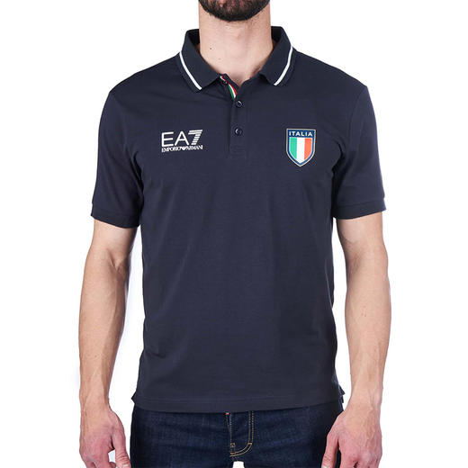 EMPORIO ARMANI EA7 阿玛尼 男士棉质字母标志logo印花短袖 POLO衫 藏蓝色 8NPFC0 PCA2Z 1578 商品图0