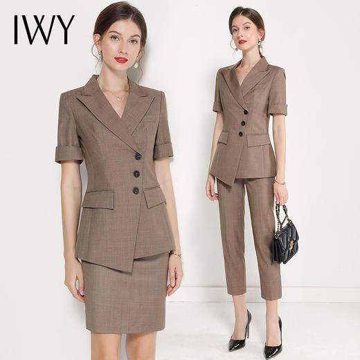 IWY/卡其色西装半裙都市时尚商务职业套装西服CS12222 商品图4