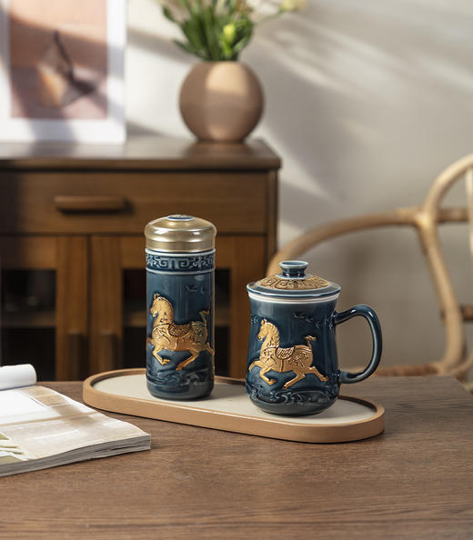 【组合套装】盛世宝马随身杯+三件杯组合套装（汉代汗血宝马） 350ml双层/420ml 商品图2