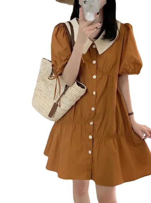 （清仓现货）【社群供T】S56883-桔梗群韩版宽松显瘦气质洋气法式娃娃领泡泡袖聚酯纤维连衣裙2 商品图3