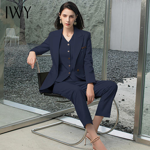 IWY/藏青色西装三件套西装西裤马甲都市时尚商务职业套装 CPM1486-ZL 商品图2