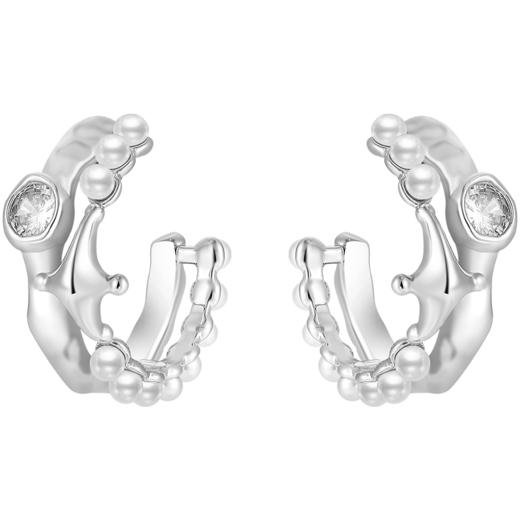 ZEGL液态四芒星人造珍珠耳环女2022年新款潮夏日耳钉925银针耳饰 商品图3