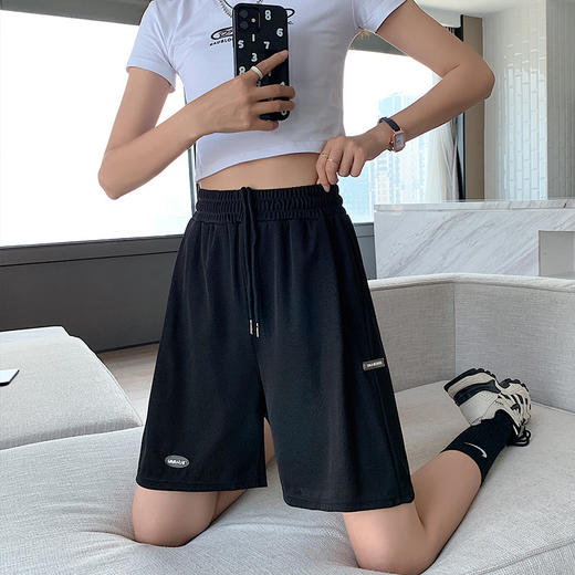 冰丝短裤女夏季薄款显瘦宽松高腰直筒中裤休闲阔腿裤运动五分裤子 商品图2