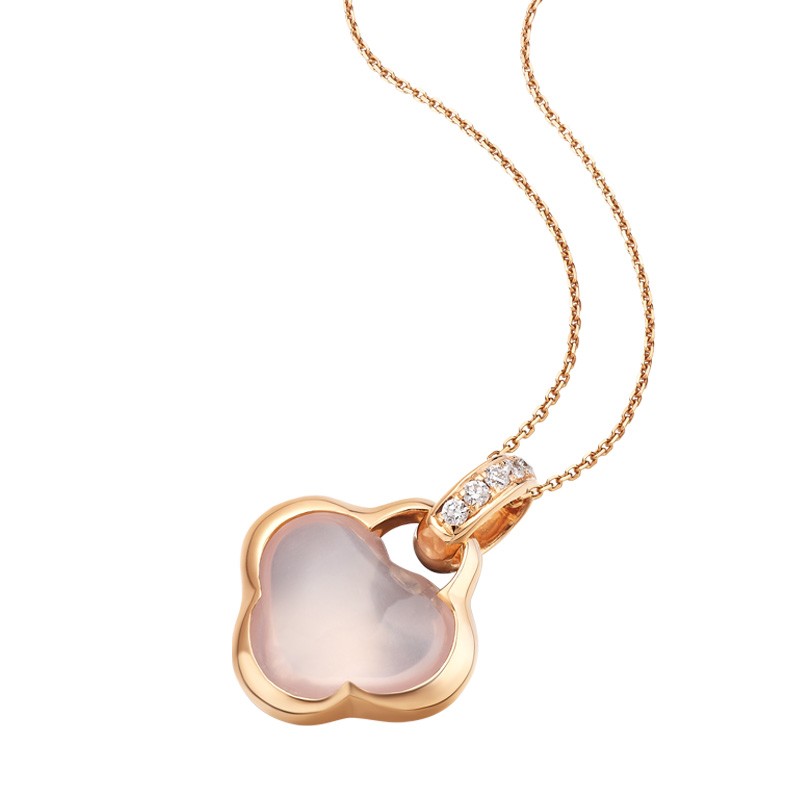 ［结·锁系列］18K玫瑰金镶钻芙蓉石项坠