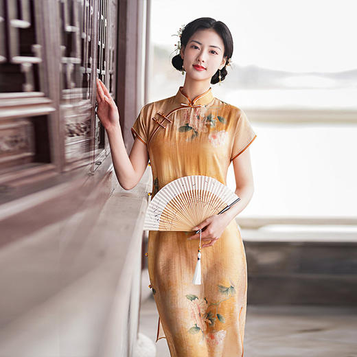 复古民国风，连肩袖日常新款天丝麻旗袍TX-853 商品图0