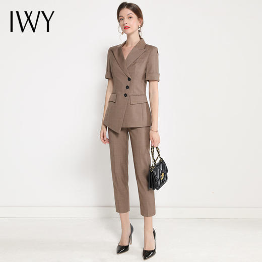 IWY/卡其色西装西裤都市时尚商务职业套装西服CP12222 商品图1