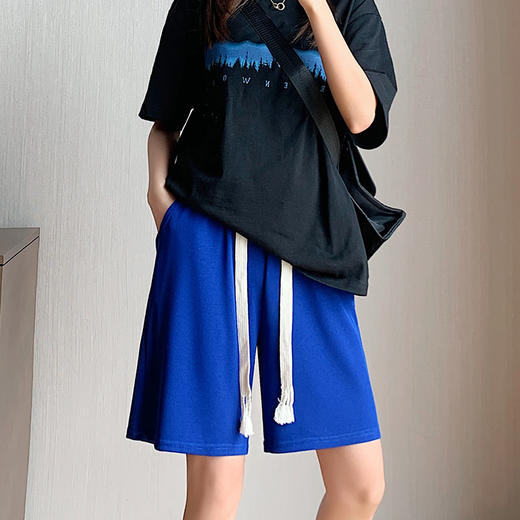 冰丝短裤女夏季薄款高腰宽松显瘦阔腿五分裤慵懒抽绳休闲运动裤子 商品图3