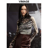 VIMAGE纬漫纪秋季新款洋气复古印花显瘦女小上衣V1813403 商品缩略图0