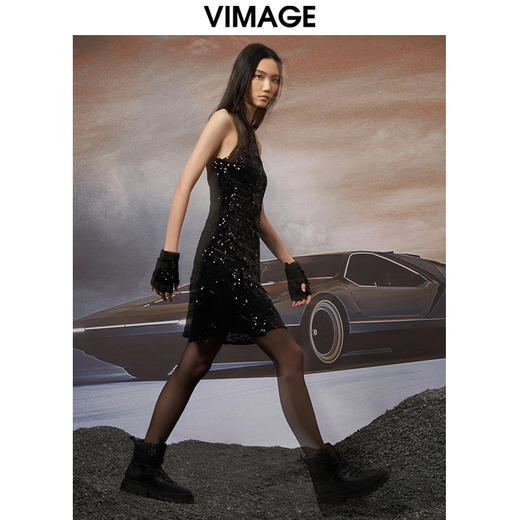 VIMAGE纬漫纪秋季新款优雅刺绣亮片礼服女宴会连衣裙礼服V1877401 商品图2