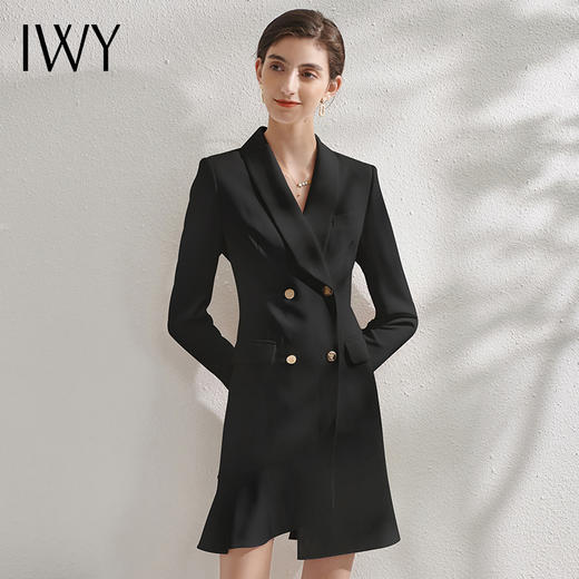 IWY/黑色职业西装连衣裙时尚办公室职场工作服主持人名媛气质修身 Q10359 商品图0
