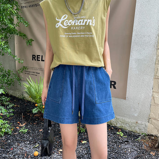 牛仔短裤夏季2022新款女潮ins高腰显瘦a字阔腿中裤宽松五分裤网红 商品图0