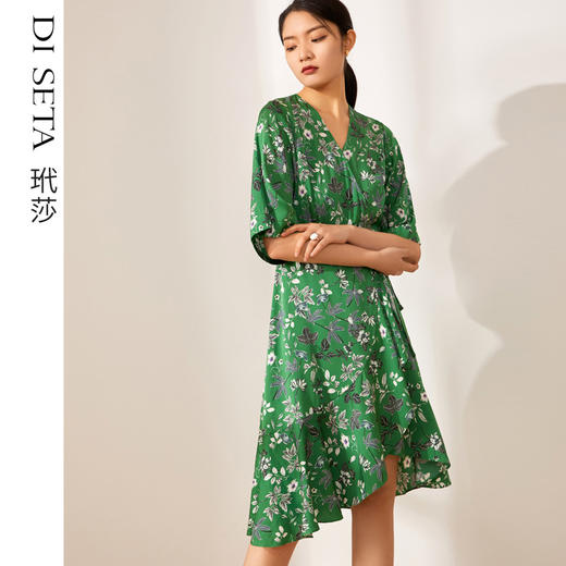 玳莎女真丝印花茶歇裙连衣裙 BA35202 商品图0