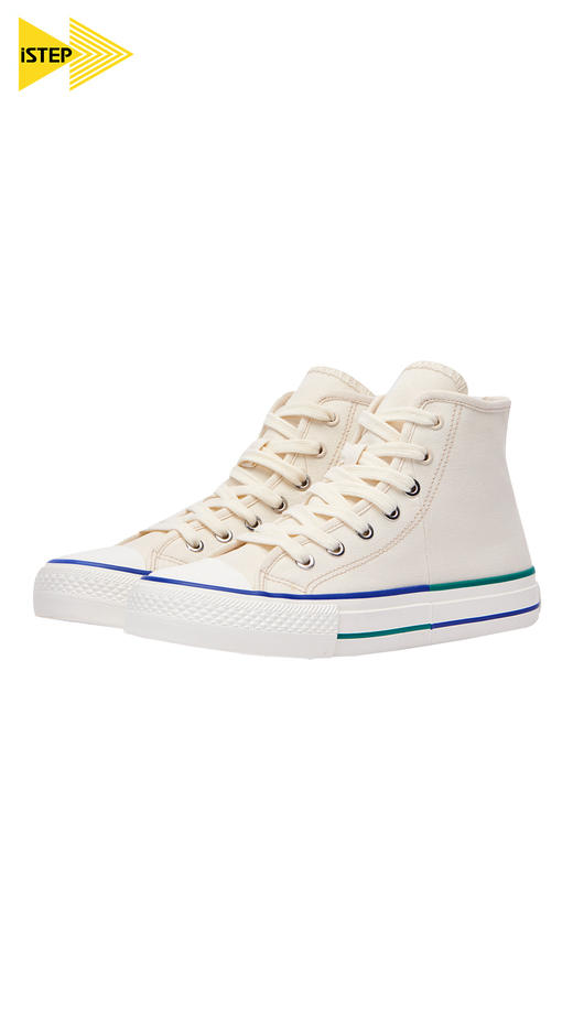 istep2023春夏拼接高帮情侣帆布鞋男女同款拼色解构帆布鞋 商品图0