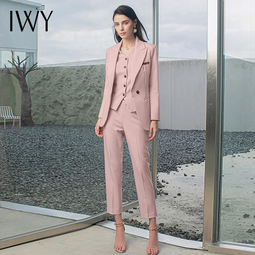 IWY/浅粉色西装三件套西装西裤马甲都市时尚商务职业套装CPM1486-P 商品图1