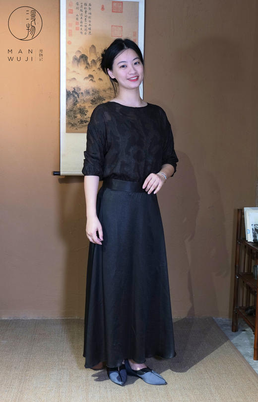 XYS-063漫物记香云纱两粒扣荷叶半裙 商品图0