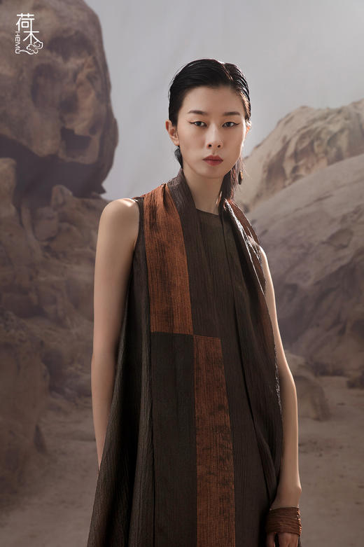 荷木HEMU寻山·莨绸撞色围巾 商品图0