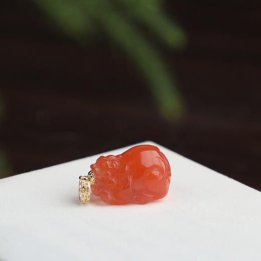 带证书18K金镶嵌南红玛瑙貔貅吊坠 文艺复古风天然玉石挂坠项链女  JXP10022 商品图1