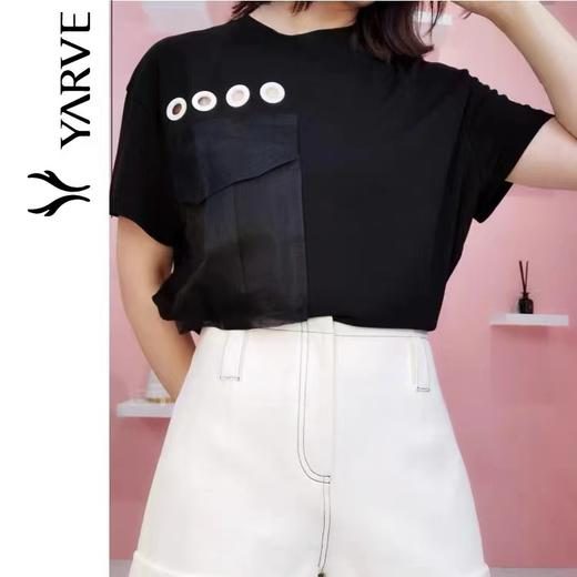 百货世界-YARVE 黑色短袖上衣 商品图0
