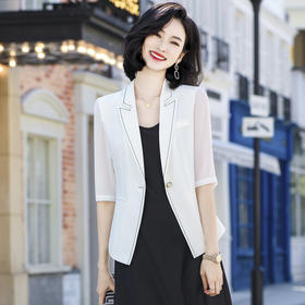 新款韩版时尚气质,简约干练休闲雪纺小西装外套XZ- HVN1626