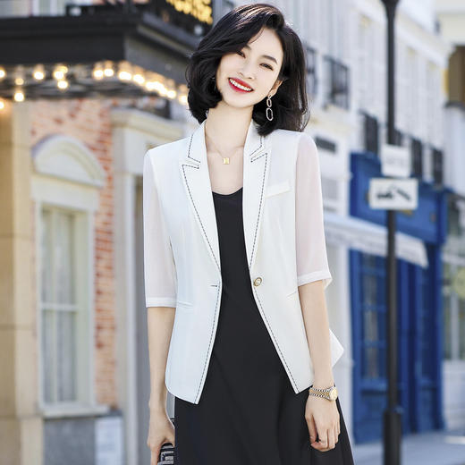 新款韩版时尚气质,简约干练休闲雪纺小西装外套XZ- HVN1626 商品图0