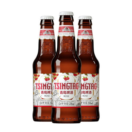 【青岛啤酒】玫瑰红 白啤12度258ml*24瓶 商品图0