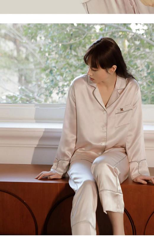 百货世界-桑罗 桑蚕丝长袖睡衣套装 商品图0