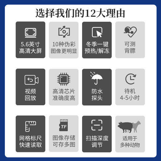 华畜 新型兽用B超机 十种色彩 高清大屏 多功能测量 图像清晰 测量准确 兽用B超机 商品图1