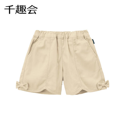 千趣会童装夏款女童少女蝴蝶结装饰甜美可爱透气短裤裤子中裤 商品图1