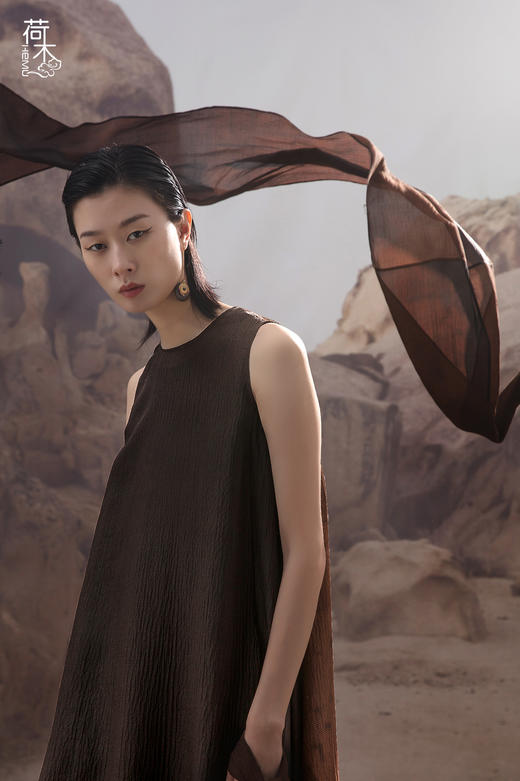 荷木HEMU寻山·莨绸撞色围巾 商品图1