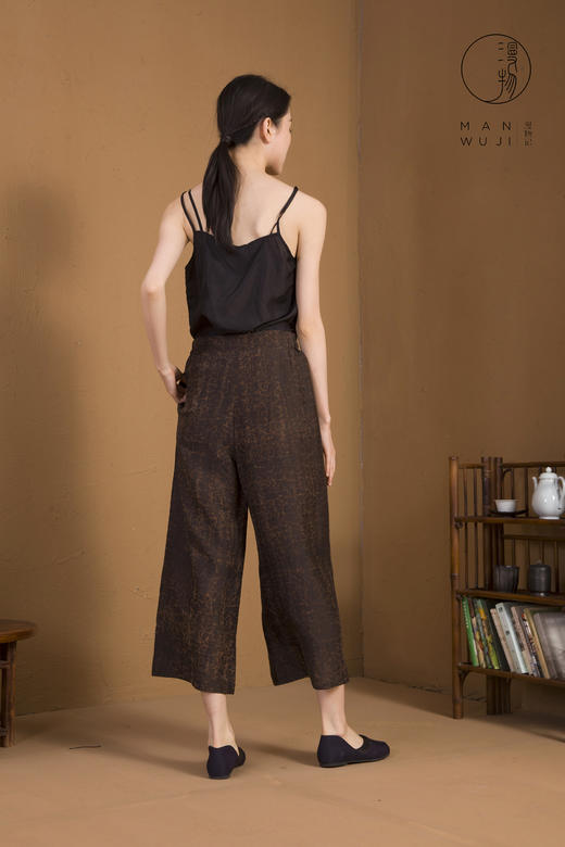 漫物记龟裂纹香云纱直筒拼接八分裤XYS-W151 商品图4
