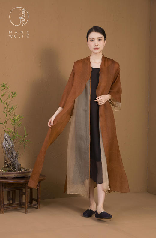 XYS-025欧根红云纱双层长外披 商品图0