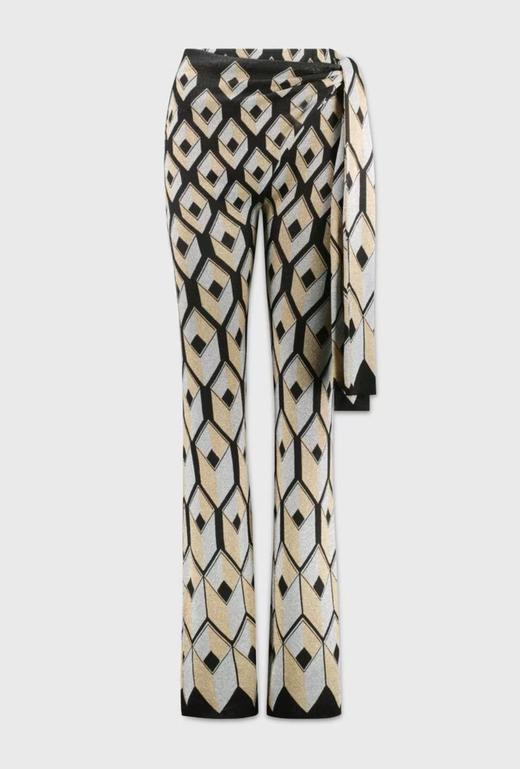 Paco Rabanne  黑色菱形纹侧系带针织直筒裤 商品图8